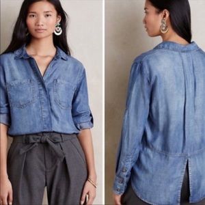 Cloth and Stone High-Low Chambray Top